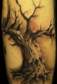 Čierne realistické tetovanie mŕtveho stromu vzor