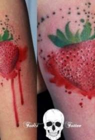 Овошје тетоважа мала свежа слика Слатка и кисела свежа шема на тетоважи од јагода