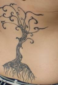 Black tribal tree back tattoo pattern
