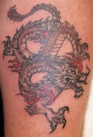 Asian Dragon and Flame Tattoo Pattern