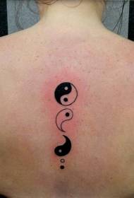 Zréck asiatesch Yin Yang Klatsch Symbol a säi ofgebautent Block schwaarz-wäiss Tattoo Muster