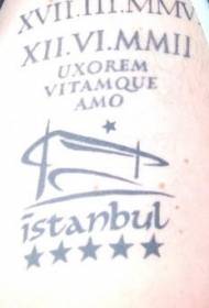 Черна пентаграма с шаблон на татуировка с писмо