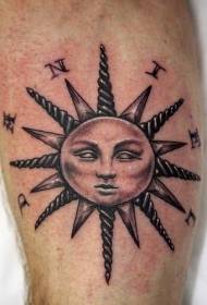 classic sun symbol And character tattoo pattern