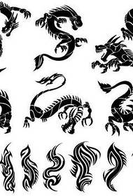 Шаблон татуювання маленький дракон тотем