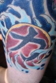 shoulder color Japan Symbol tattoo in the sea
