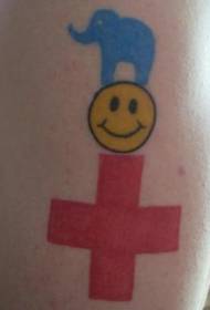 Elefan Smiley ak kwa wouj Modèl Tattoo