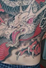 black and red Japan Dragon Tattoo Pattern