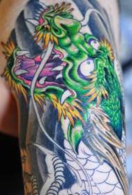 Green Asian Dragon Tattoo Pattern