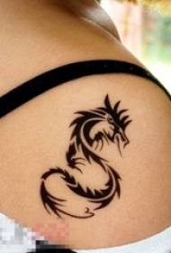 Girl back black line sketch m dragon totem tattoo hoto