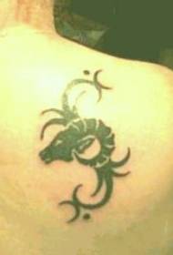 Back Capricorn tribal symbol black tattoo pattern