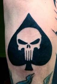 црно лопатско лого со шема на тетоважи со бели черепи