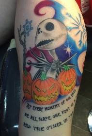 gorgeous colorful ghost pumpkin and letter tattoo pattern