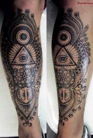 Kallef barocke Stil schwaarze Geheimnis Symbol mat dekorativen Blummen Tattoo Muster