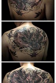 мальчики назад популярный крутой черно-белый узор татуировки дракона