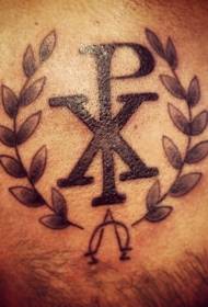 pierna negro religioso cristo carta tatuaje patrón
