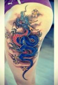 Qinglong tattoo patroan jonges lichemsdielen fan 'e styl fan Qinglong en draak totem tattoo patroan 10