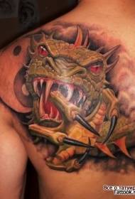 Atrás Patrón de tatuaje de dragón máxico de cor fantasía