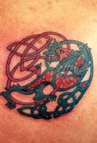 Celtic Tribal Two-Color Dragon Tattoo Pattern