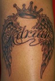 Crown Wings and Letter Tattoo Pattern