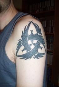 didžiojo rankos asmenybės juodos varnos derinio logotipo tatuiruotės modelis