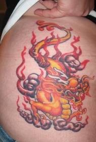 Kinesisk stil flamme drage tatoveringsmønster