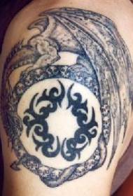 Dragon Ending Serpent Tribal Tattoo Pattern