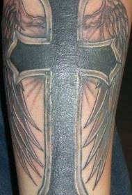 Black Wings and Cross Tattoo Pattern