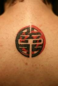 काळा चीनी शैली प्रतीक टॅटू नमुना लाल