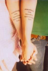 arm symbolic love couple English tattoo pattern