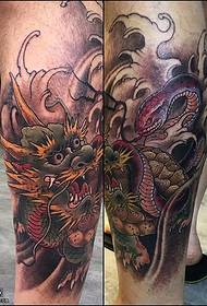 leg Chinese style dragon tattoo pattern