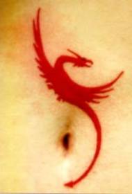 Patrón de tatuaje de dragón vermello minimalista