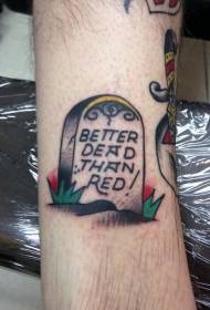 Arm Vintage Coloured Tombstone Letter Tattoo Pattern