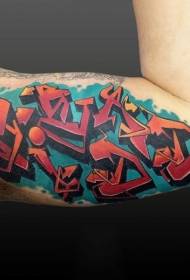 arm color graffiti letter tattoo pattern