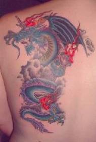 Sineeske styl blauwe draak tatoeëringspatroon