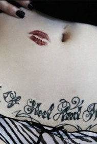 Sexy belly English alphabet tattoo