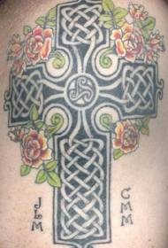 Celtic knot cross na may kulay na pattern ng tattoo ng bulaklak 148202 - Celtic knot pagkakaibigan simbolo ng tattoo pattern