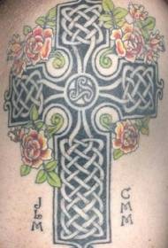 Celtic knot cross na may kulay na pattern ng tattoo ng bulaklak 148202 - Celtic knot pagkakaibigan simbolo ng tattoo pattern