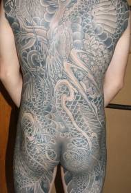 padrão de tatuagem de dragão armado de estilo japonês preto-cinza