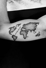 Big Black Sting World Map Tattoo Pattern