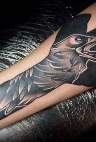 Black Crow and Mystery Symbol Tattoo mønster