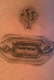 Shoulder Gray USB Port and Symbol Geek Tattoo