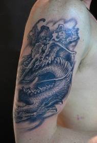 Model de tatuaj cu dragon negru asiatic