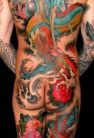 cool full back color dragon tattoo pattern