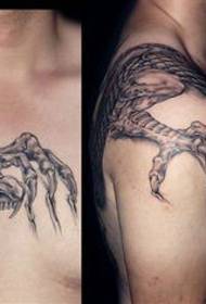 super schéin e schwaarze groe iwwer-de-Schëller Tattoo Muster