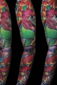 colorful dragon flower arm tattoo pattern