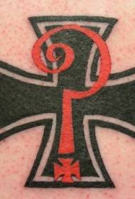 krzyż i symbol wzór tatuażu