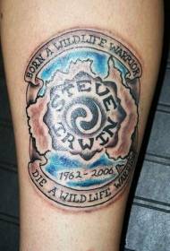 leg color English letters and maxim commemorative tattoo