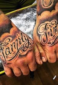 ruka-zpět osobnost černé a bílé vzorem vytáhlý dopis tetování