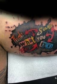 nogu šareno zabavno natpis tetovaža