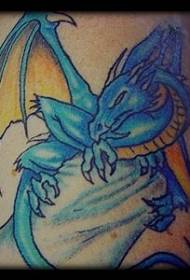 Blue Stone Dragon Pattern 148372 - Patrón de tatuaje de dragón tribal azul y rojo